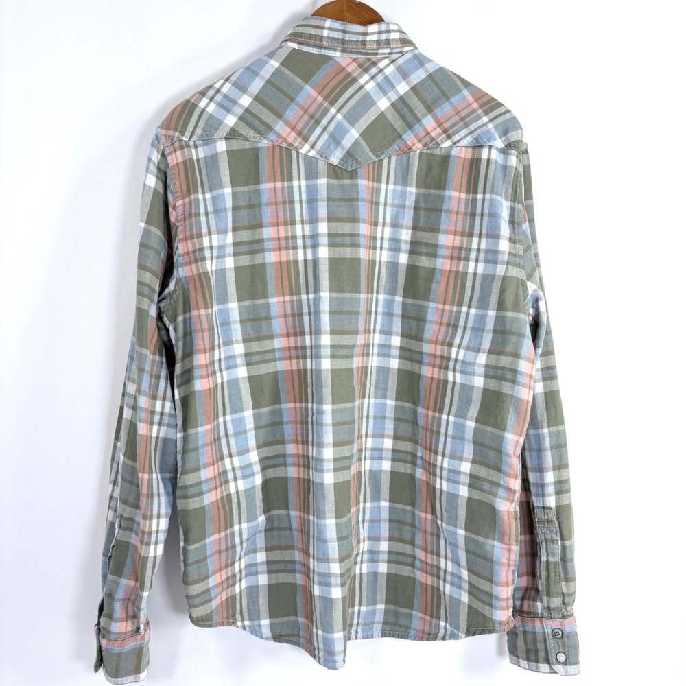 Lucky Brand Plaid Pearl Snap Western Shirt Women's L Lined Cotton Blend Warm - Picture 3 of 10
